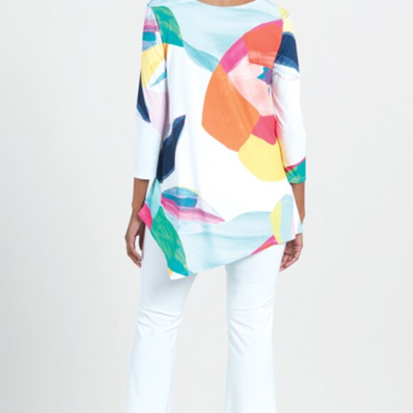 NWT Clara Sunwoo angular tunic top in white colored print. - Picture 2 of 2